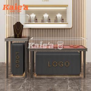 Bespoke Golden Jewelry Showcase Cabinet for Luxury Boutiques